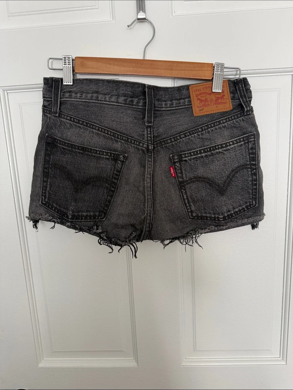 Levi's Black Distressed Denim Jean Shorts